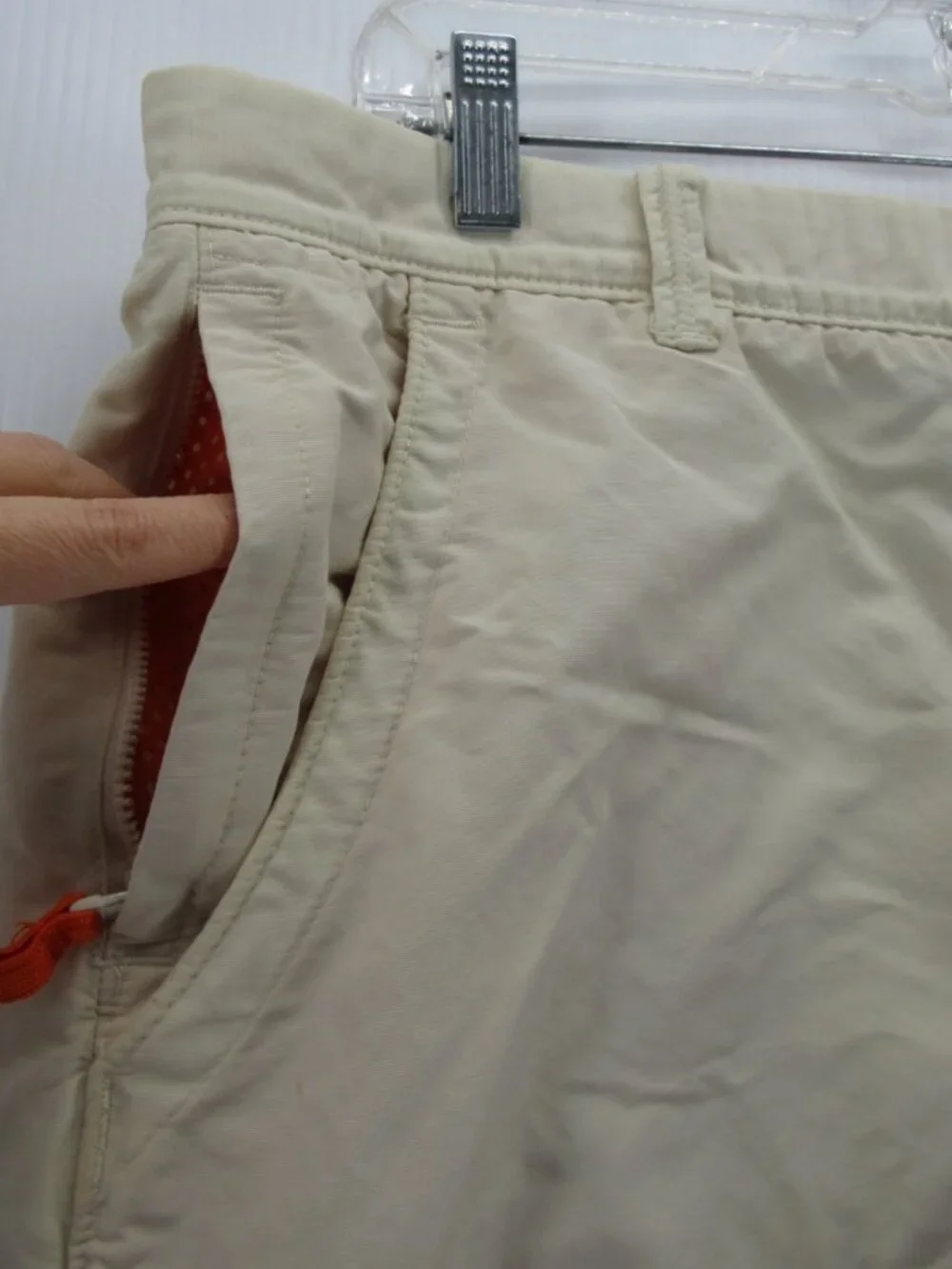 VINTAGE Gap Pants 34X27 Cream Tech Chino Y2K Ankle Zip Utility Hiking*